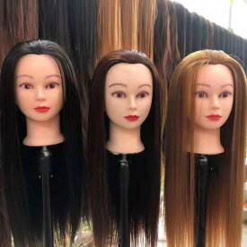 ヘアアレンジ練習用ウィッグ 全頭ウィッグ カット カラー パーマ練習用 マネキンヘッド ヘアスタイリング 実習用 ブラック ダークブラウン ゴールド
