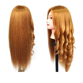 ヘアカット練習用ウィッグ レディース 編み込み ヘアアレンジ パーマ カラーリング メイクアップ練習用 マネキンヘッド 80%人毛 金髪 茶髪