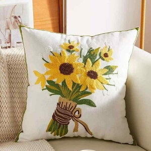 クッションカバー 北欧風 花柄 刺繍 かわいい リビング ソファ 抱き枕カバー ベッド 腰枕 座布団カバー 45×45cm ピンク系