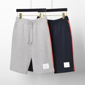 ショートパンツ メンズ ハーフパンツ スポーツウェア 綿混 コットン 膝丈 短パン ウェストゴム ドローストリング サイドライン 運動着 部屋着 カジュアル スポーティー オールシーズン