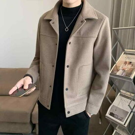 ジャケット メンズ 秋冬 ウールコート ショート丈 厚手 韓国風 スリムフィット カジュアル アウター 防寒 防風 おしゃれ 普段使い