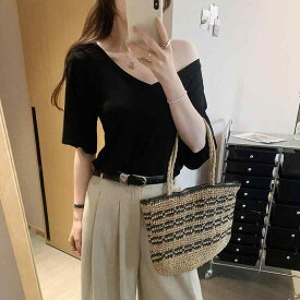 Tシャツ レディース 半袖 トップス ゆるシルエット 白 無地 オーバーサイズ クルーネック カットソー 春夏 かわいい カジュアル シンプル きれいめ