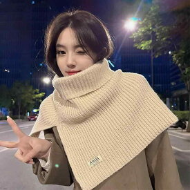 ネックウォーマー レディース 秋冬 ニット スヌード 付け襟 韓国風 高め オフホワイト ベージュ ブラック グレー レッド あったか 防寒 通勤 通学