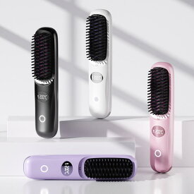ヘアブラシ レディース 充電式 ストレート カール 2way ヘアアイロン コードレス セラミックコーティング