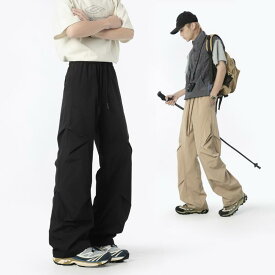 カーゴパンツ メンズ 春夏 薄手 速乾 ミリタリー カジュアルパンツ ワイドパンツ ワイドシルエット ワークパンツ ズボン ボトムス ゆったり 無地 シンプル 機能性 アウトドア キャンプ 作業着 ブラック カーキ ネイビー