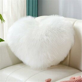 抱き枕 クッション 北欧風 かわいい ハート型 フェイクウール ソファ 背もたれ ぬいぐるみ 40x50cm ホワイト グレー ピンク ベージュ ラッキーアイテム リビング