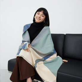マフラー レディース 秋冬 ショール ストール 大判 格子柄 180cm×65cm 厚手 暖かい 保温 冷房対策 ひざ掛け 肩掛け ブランケット 旅行 通勤 学生 かわいい 黄色 ブルー ブラック オレンジ