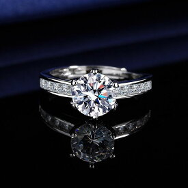 指輪 レディース 2ct ジルコニア 六爪リング 結婚指輪 カップルリング フリーサイズ エレガント ギフト イベント パーティー 電気メッキ加工