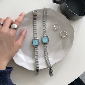 腕時計 レディース スクエア型 スチールベルト ウォッチ 軽量 シンプル 学生 アナログ 白 黒 ピンク系 ブルー系