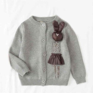�q���� �J�[�f�B�K�� ���̎q �j�b�g �Z�[�^�[ �O���[ �E�T�M �A�E�^�[ �t�H ���� �ێ� 80 90 100 110 120 130cm