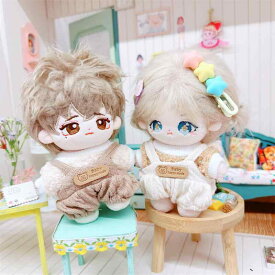 ぬいぐるみ 10cm 着せ替え人形 海星体型 かわいい 白色 茶色 麻紐 サロペット