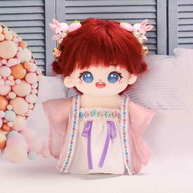 ぬいぐるみ用着せ替え衣装 20cm ぬいぐるみ 古装 漢服 かわいい バージョンアップ パープル ピンク ヘアピン付き