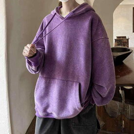 パーカー メンズ 秋冬 重厚感 ヴィンテージ風 ハイストリート ストリート系 ヒップホップ プルオーバー フード付き オーバーサイズ ビッグシルエット カジュアル 長袖 トップス 防寒対策 普段使い