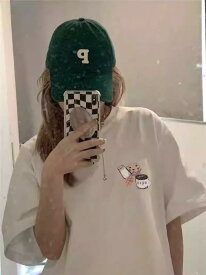 Tシャツ レディース 半袖 丸首 綿 通気性 トップス 白 プリント シンプル ゆるシルエット カジュアル 春夏