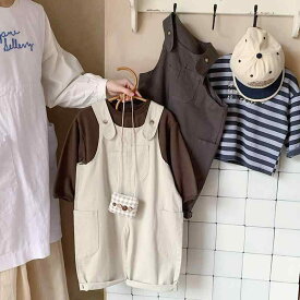 サロペット キッズ 男の子 ベビー カーゴパンツ 韓国風 ウォッシュドコットン ロングパンツ 秋 ボトムス ズボン カジュアル シンプル おしゃれ 通園 通学 普段使い おでかけ 柔らかい 動きやすい 丈夫 着回し