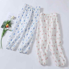 ロングパンツ キッズ 男の子 女の子 防蚊パンツ 紗布 プリント 薄手 通気性 柔らかい 涼しい ボトムス ズボン 夏