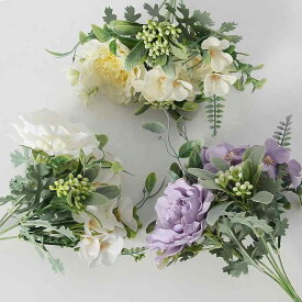 ブーケ ウェディングブーケ 結婚式 撮影用 什器 絹花 シルクフラワー アレンジメント ホワイト ピンク イエロー ブルー パープル
