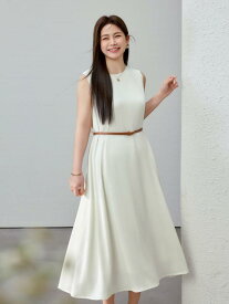 ワンピース レディース 春物 きれいめ 清楚系 ニュアンスカラー 肌理感 ドレープ感 ロング丈 大きいサイズ 体型カバー マキシ丈 Aライン スタイルアップ 普段着 お出かけ デート エレガント 上品 長袖 無地 シンプル