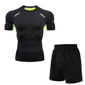 フィットネスウェア メンズ 男性用 スポーツウェア 5点セット 長袖 半袖 緊密 Tシャツ ショートパンツ ロングパンツ レギンス タイツ フード付き パーカー 吸湿速乾 通気性 伸縮性 ストレッチ 暴汗 発汗 サウナスーツ ランニング ワークアウト ト