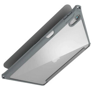 �G���R�� iPad Air 10.9 ��5/4���� (2022/2020�N) ���U�[�P�[�X �蒠�^ ZEROSHOCK �X���[�v�Ή� �w�ʃN���A �O���[ TB-A20MZEROGY