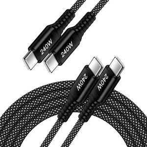 PD3.1 240W USB-C  USB-C �P�[�u�����}���[�d (0.9M+1.8M 2�{����) Type C �P�[�u�� ���ϋv�i�C���� iPhone17/16/15�V���[�Y �AMacBook Pro�AiPad mini�AMatebook�A