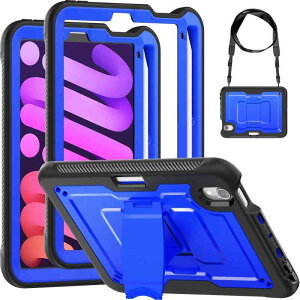 Miimall �Ή� iPad Mini 7�iA17 Pro 2024�j/Mini 6�i8.3�C���` 2021�j�p�P�[�X ���u���X�^���h �ϏՌ� �y�����[ �V�����_�[�X�g���b�v�t�� �A�C�p�b�h �~�j ��7 6�����p�J�o�[ TPU�t���[�� ���R ���� �X