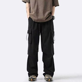 パンツ メンズ カーゴパンツ パラシュートパンツ ワイドパンツ ストレートパンツ アメカジ ワークパンツ 機能性 ゆったり ルーズ 軽量 ポケット付き 秋冬 アウトドア 普段使い トレンド おしゃれ カジュアルパンツ ボトムス