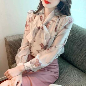 シャツ レディース 温かみのある素材 優雅デザイン 蝶結び付き