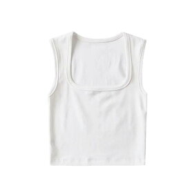 トップス レディース タンクトップ 無地 クロップド丈 インナー 夏 フレンチスタイル ヴィンテージ風 スクエアネック タイト
