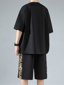 セットアップ メンズ 夏服 半袖 半袖シャツ ショートパンツ ハーフパンツ 2点セット 普段使い ルームウェア 部屋着 運動用 スポーツ 爽やか カジュアル ストリート系 軽量 通気性