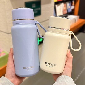 保温杯 メンズ レディース ユニセックス 大容量 650ml 850ml 真空断熱 12時間保温 24時間保冷 茶水分離 ティーインフューザー ステンレス製 304内胆 201外殻 弾跳蓋 ロック付き 持ち運びやすい ストラップ付き 防摔 現代シンプル