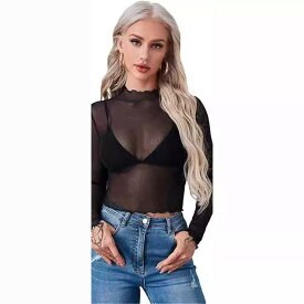 Tシャツ レディース 長袖 透け感 網目 クロップド トップス プリント ブラウス 修身 波浪領 ポリエステル 接触冷感 ブラック 花柄 赤 ピンク 通勤用 普段使い 気質 優雅 夏 伸縮性 吸湿速乾 軽量 女性用 上品 シルエット
