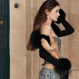 カーディガン 女性用 気質 通勤 かわいい 毛領 長袖 短丈 切り替え デザイン ポリエステル 再生繊維 ストレッチ 素材 軽量 修身シルエット 基本スタイル 外出着 ブラック ホワイト 秋冬 ファッション
