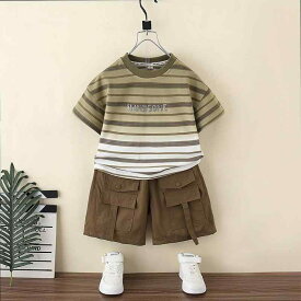 セットアップ 男の子 子供服 ベビー キッズ 半袖 トップス ハーフパンツ 韓国風 カジュアル スポーツ 夏服 上下セット おしゃれ かっこいい 通気性 柔らかい 部屋着 普段着 アウトドア
