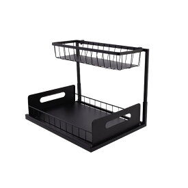 キッチン収納 ラック シンク下 引き出し バスケット 多機能 調味料整理棚 スライド式 スタイリッシュ シンプル コンパクト 大容量 省スペース 隙間収納 洗面台下 台所用 整理ラック