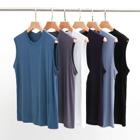 タンクトップ メンズ 男性用 ノースリーブ Tシャツ 軽い 薄手 トップス インナー モダール 通気性 吸汗 速乾 伸縮性 ストレッチ ゆったり 大きいサイズ カジュアル スポーツ 部屋着 オールシーズン