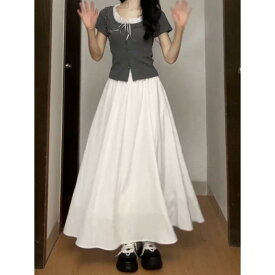 ロングスカート レディース Aライン フレアスカート 白 無地 ハイウエスト ミモレ丈 ドレープ感 フランス風 きれいめ フェミニン エレガント 普段使い オフィス カジュアル 着痩せ 上品 オールシーズン