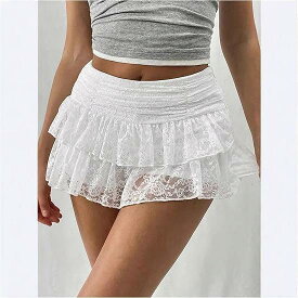 半身スカート レディース ミニスカート ティアードスカート 多層 フリル ケーキスカート レース 切り替え Aライン 膝上 ショート丈 ボトムス セクシー スタイリッシュ カジュアル フェミニン おしゃれ