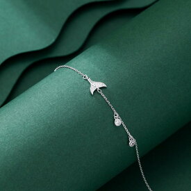 ブレスレット レディース シルバー 純銀 魚 尾 フィッシュテール チャーム 華奢 細め 腕輪 手飾り 電気メッキ加工 金属アレルギー対応 接触冷感 高級感 カジュアル フォーマル 誕生日 プレゼント ギフト 彼女