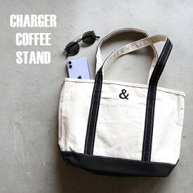 CHARGER COFFEE STAND バッグ A4 おしゃれ サブバッグ チャージャーコーヒースタンド オリジナル & 刺繍 キャンバス トート バッグ 生成り ブラック