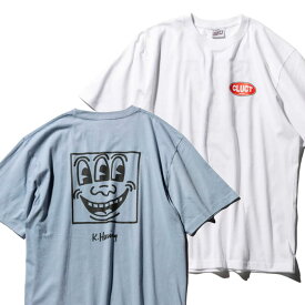 CLUCT トップス Tシャツ クラクト Keith Haring S/S TEE キース・ヘリング コラボ 半袖Tシャツ WHITE/LIGHT BLUE ホワイト/ライトブルー 2色展開 2024春夏新作