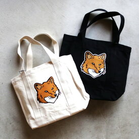 【公式】メゾンキツネ トートバッグ MAISON KITSUNE フォックス ヘッド トートバッグ FOX HEAD TOTE BAG エクリュ/ブラック 2色展開 2024春夏新作