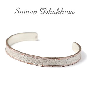 �X�[�}���_�b�N�� �o���O�� Suman Dhakhwa ���N���{�[�_�[�T���h�u���X�g�J�t �V���o�[ �� �ؖڋ� MOKUME Border Sandblast Cuff Silver Copper MOKUMEGANE