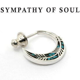 シンパシーオブソウル ピアス シルバー ターコイズ フェザー インレイ フープ SYMPATHY OF SOUL Feather Inlay Hoop Pierce Silver Turquoise 男女兼用【正規商品 公式通販】