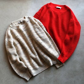 ラッピンノット ニット ユニセックス WRAPINKNOT ギマコットン ビッグメッシュ プルオーバー Gima cotton big mesh pullover 2色展開 2024春夏新作