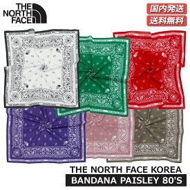 【国内配送/送料無料】THE NORTH FACE BANDANA PAISLEY 80'S バンダナペイズリー グラフィック TNF韓国 ザ ノースフェイス UV-CUT加工 紫外線遮断 80番双糸 COTTON コットン100% 日焼け対策 OFF WHITE RED PURPLE GRAYISH PINK BEIGE BROWN スカーフ ペイズリーハンカチ