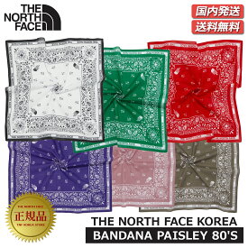 【国内配送/送料無料】THE NORTH FACE BANDANA PAISLEY 80'S バンダナペイズリー グラフィック TNF韓国 ザ ノースフェイス UV-CUT加工 紫外線遮断 80番双糸 COTTON コットン100% 日焼け対策 OFF WHITE RED PURPLE GRAYISH PINK BEIGE BROWN スカーフ ペイズリーハンカチ