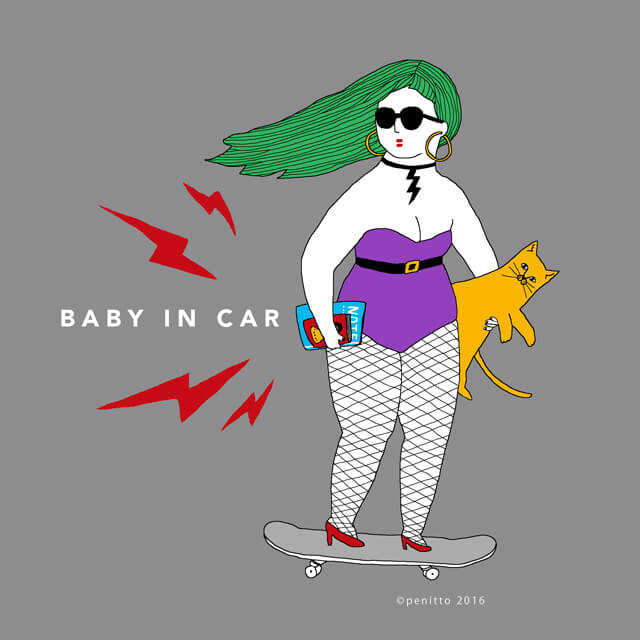 セーフティステッカー シティガール シールタイプ ベビーインカー ステッカー Penitto ペニット イラスト パステルカラー おしゃれ 個性的 プレゼント スケボー 猫 Babyincar Kidsincar 出産祝い キッズインカー 透明