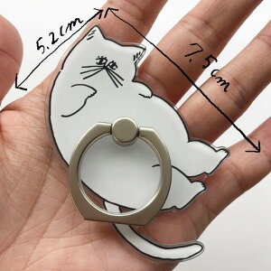 楽天市場 ふとったねこ スマホリング スマホスタンド Penitto ペニット おしゃれ 個性的 クリア 透明 白 バンカーリング リングホルダー Ring マルチリング シルバー イラスト ねこ 白猫 アート 大きめ 形状カット かわいい 目立つ Shallow