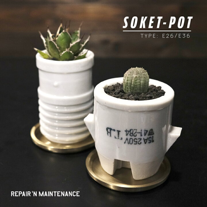 楽天市場】SOCKET POT ミニ 植木鉢 真鍮 受皿付 2号 2.5号 陶磁器 